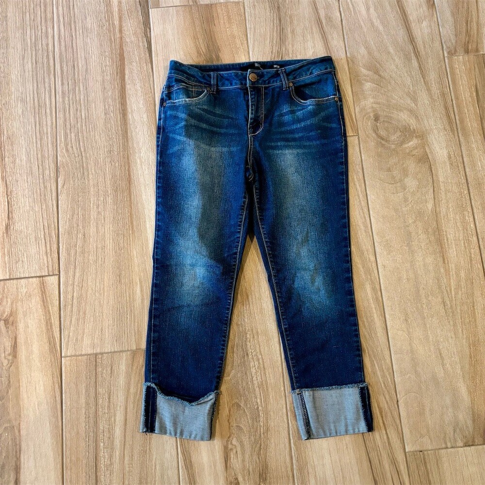 1822 Denim Taylor Jeans Womens Size 10 Dark Wash Skinny Cuffed Crop